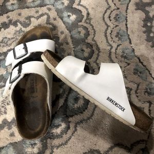 White Birkenstock Arizona Sandals